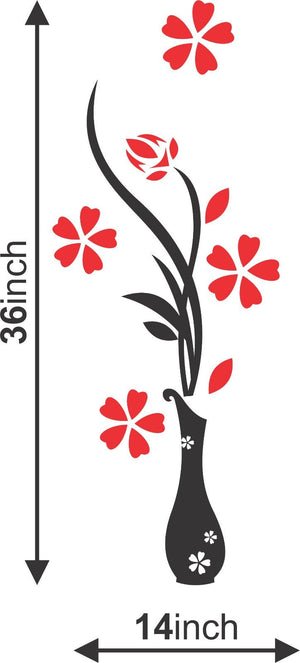 3D Acrylic Vase Plum Wall Stickers – Living Room & TV Background Wall Decor - AnsCart