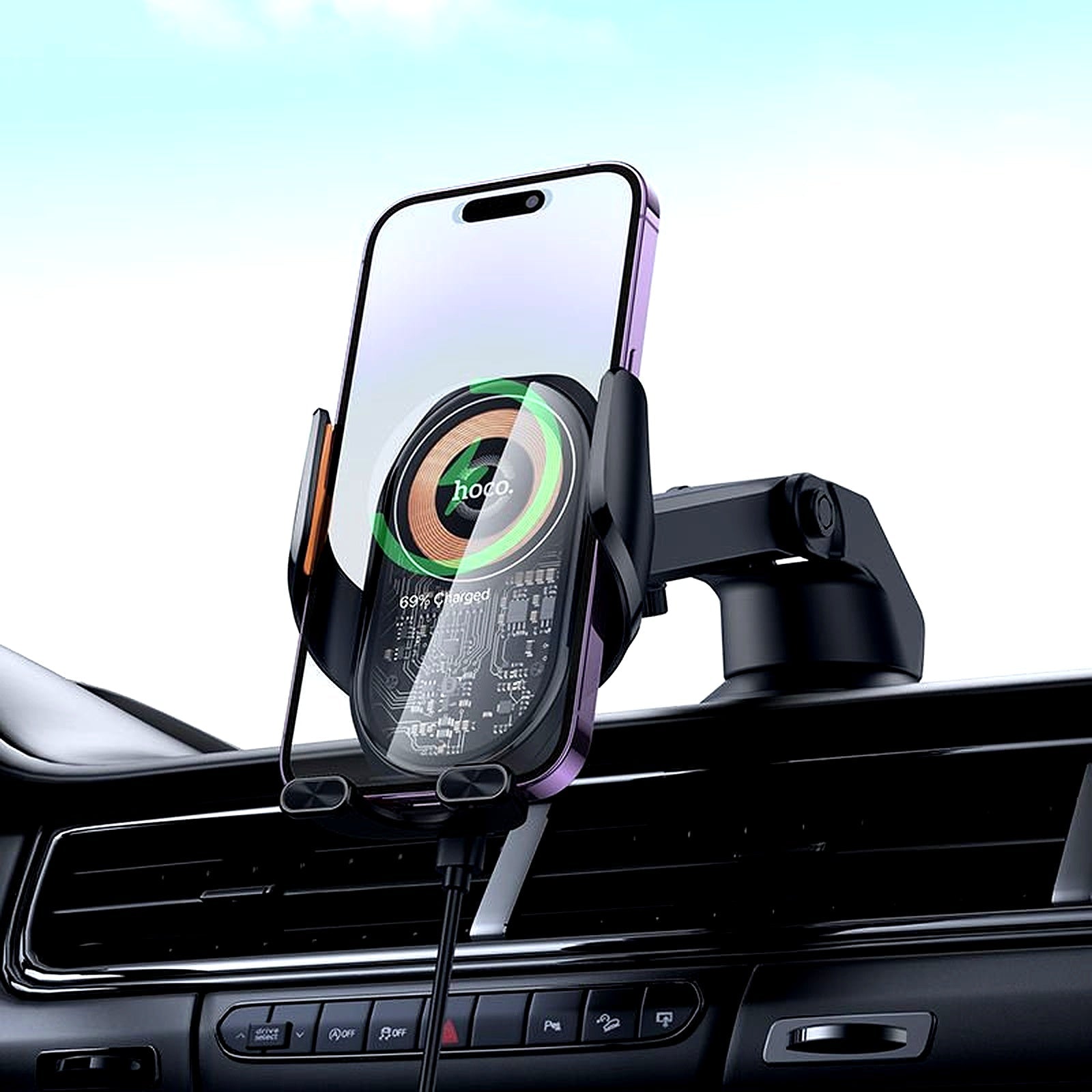 HOCO Wireless Charging Car Holder – Smart Drive, Smart Charge - AnsCart